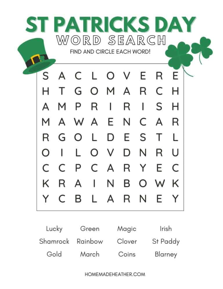 Free St Patricks Day Word Search