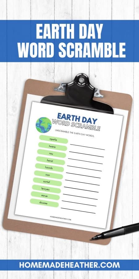 Earth Day Word Scramble Printable