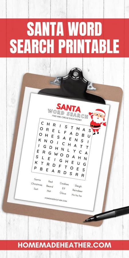 Free Santa Word Search Printable