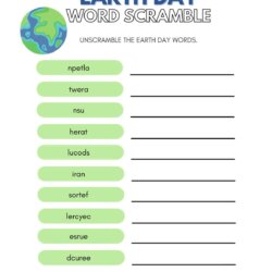 Earth Day Word Scramble Printable