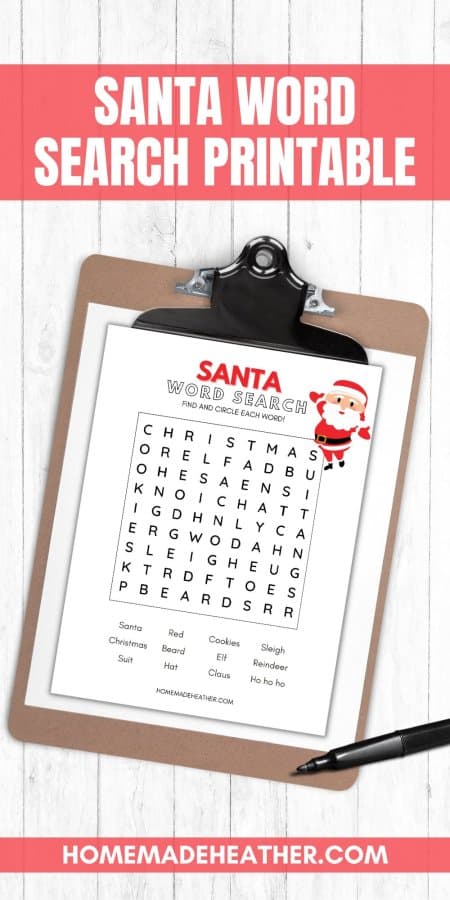 Free Santa Word Search Printable
