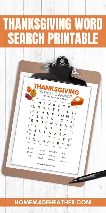 Free Thanksgiving Word Search Printable