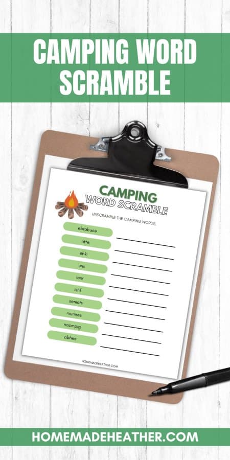 Camping Word Scramble Printable