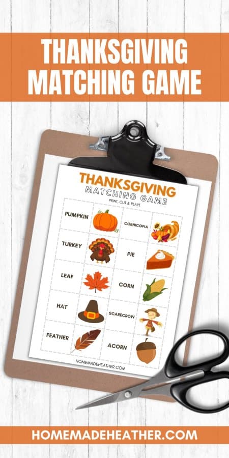Thanksgiving Matching Game Printable