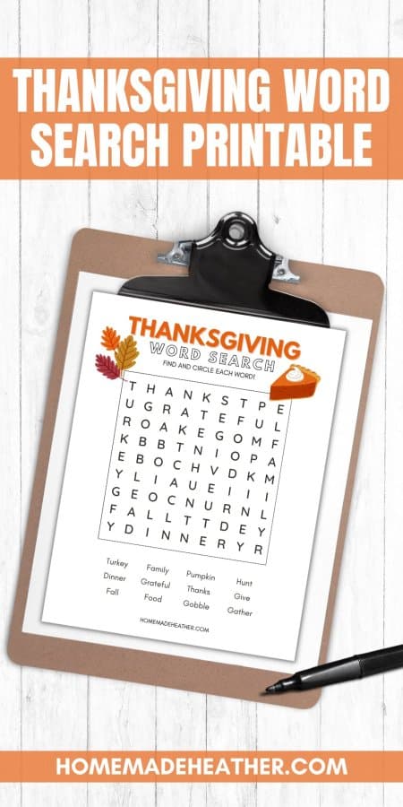 Free Thanksgiving Word Search Printable on a flat lay.