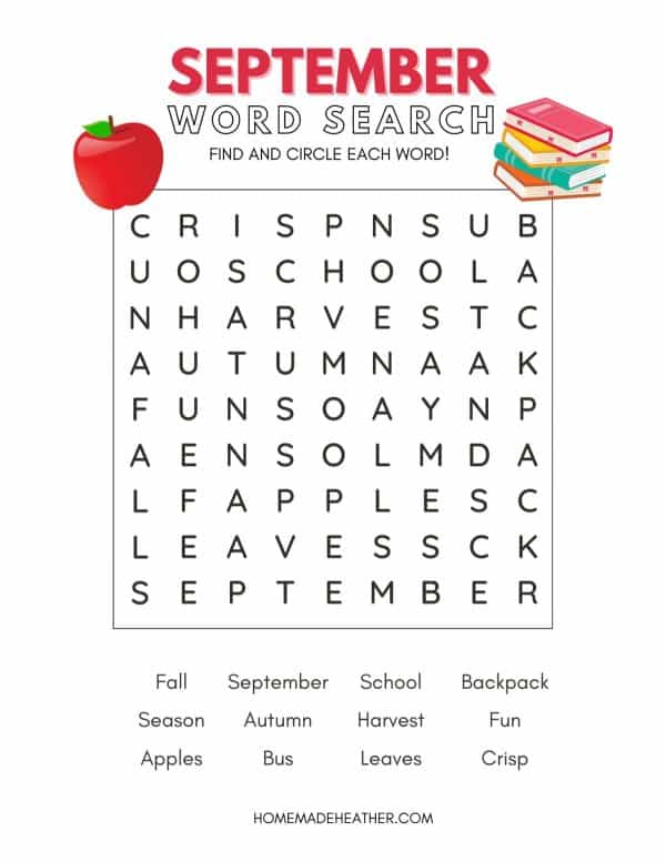 Monthly Word Search Printables