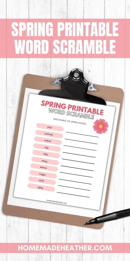 Spring Printable Word Scramble