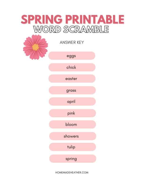 Spring Printable Word Scramble