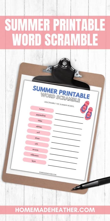 nature printable bingo sheets Summer Printable Word Scramble