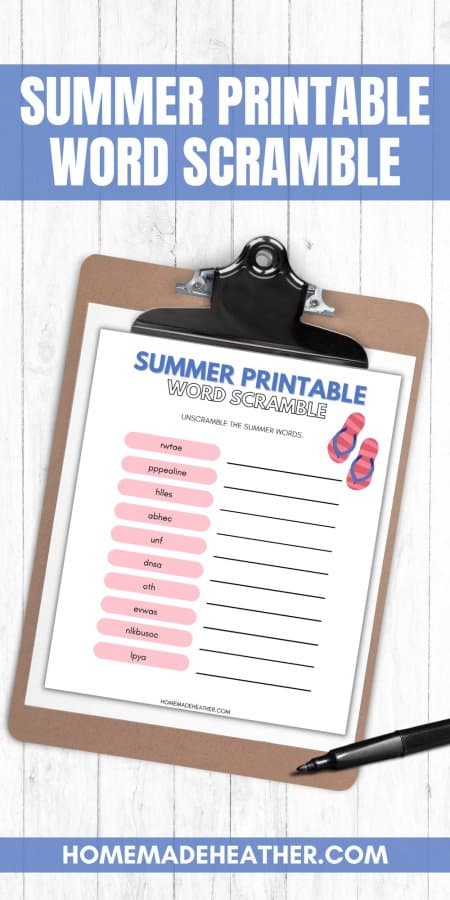 Summer Printable Word Scramble