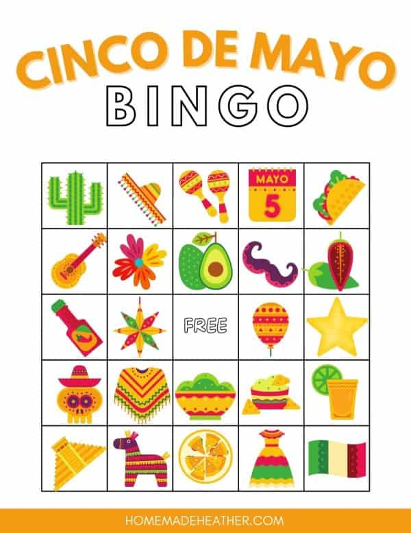 Cinco De Mayo Bingo Printable Card