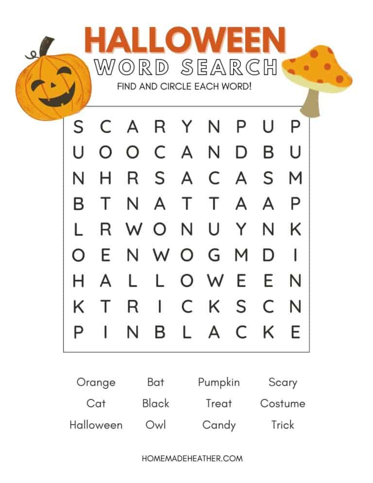 Halloween Word Search Printable