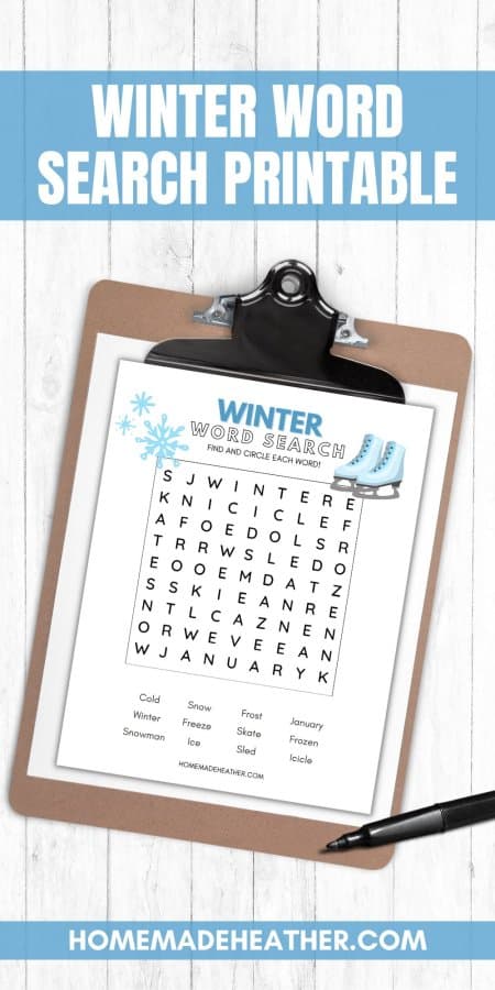 Free Winter Word Search Printable