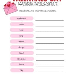 Valentines Day Word Scramble Printable