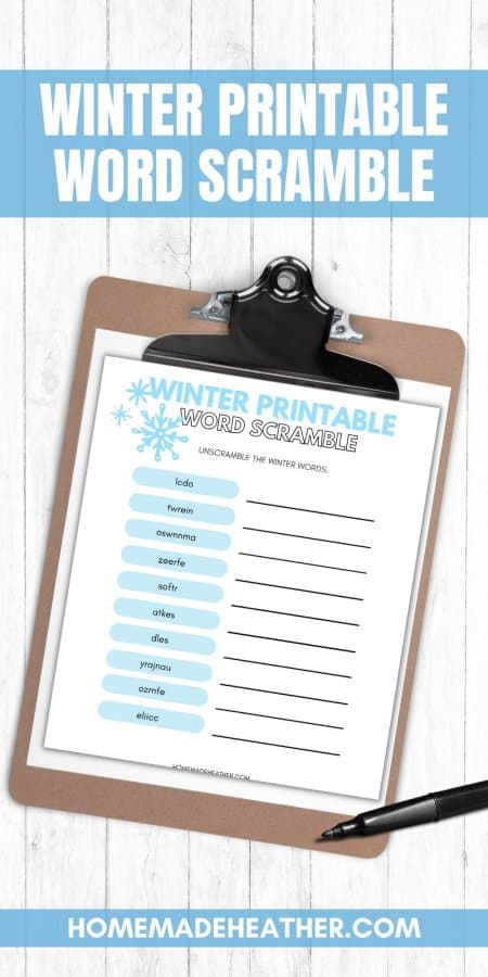 nature printable bingo sheets Winter Printable Word Scramble