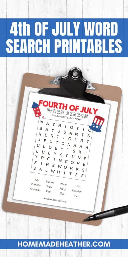 Fourth of July Word Search Printable