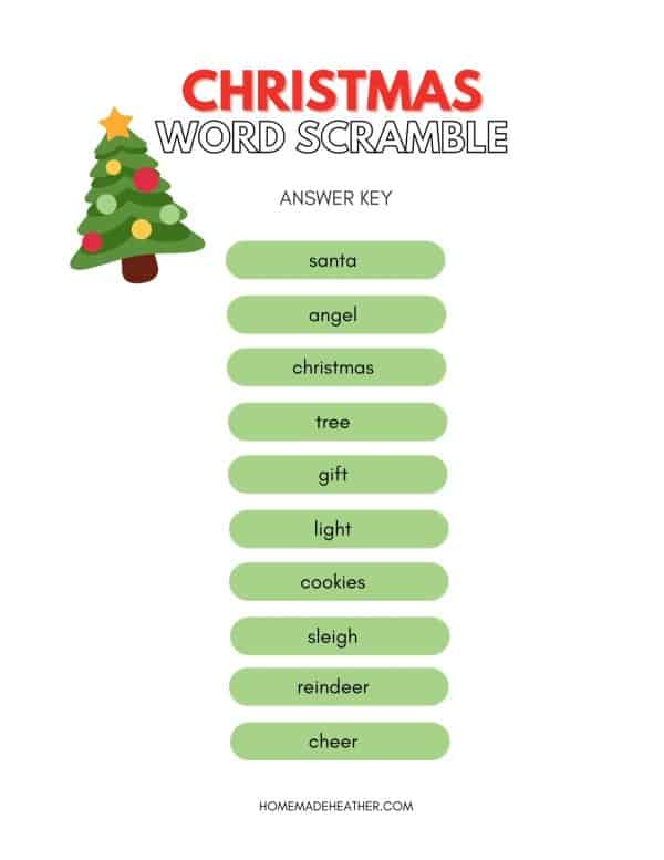 Christmas Word Scramble Printable