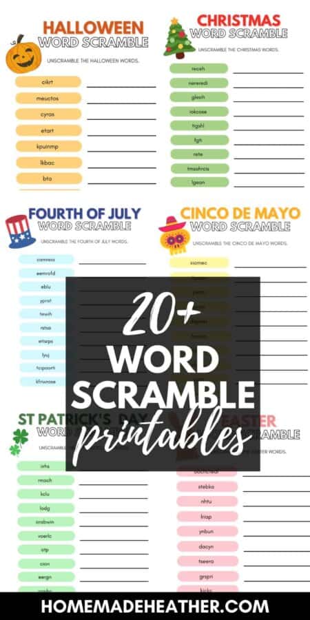 20+ Free Word Scramble Printables