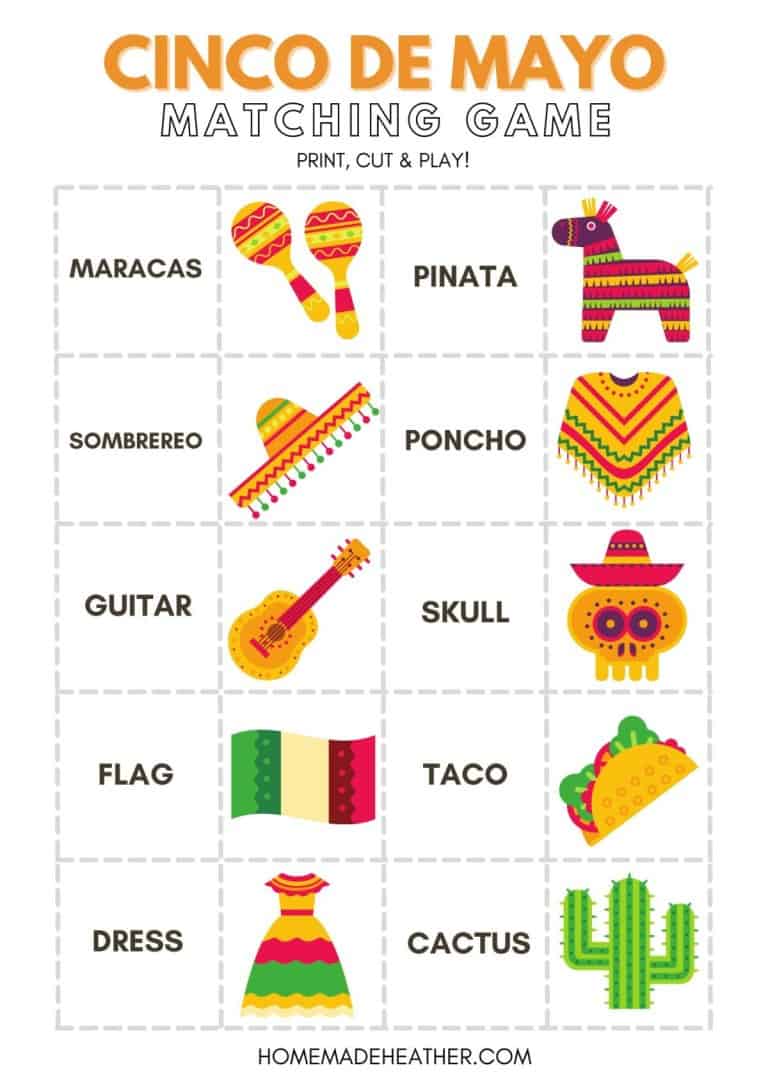 Cinco De Mayo Matching Game Printable