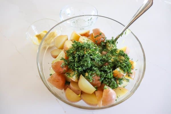 Dill and Dijon Potato Salad Process