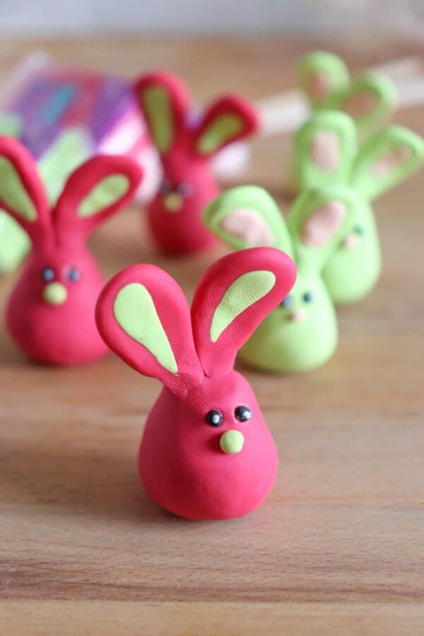 Polymer Clay Bunny Pencil Topper Craft.