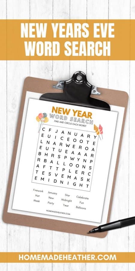 New Years Word Search Printable
