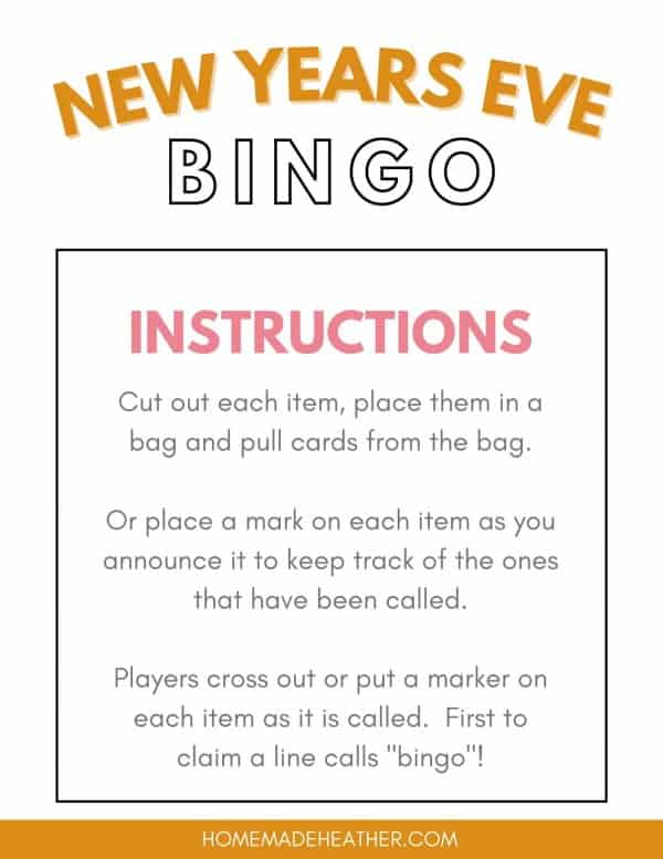 New Years Eve Bingo Printables