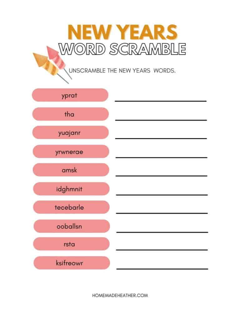 New Years Eve Word Scramble