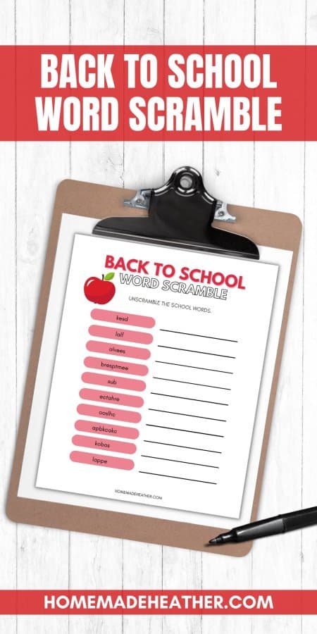 Back to School Word Scramble