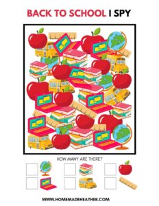 Back to School I Spy Game Printable