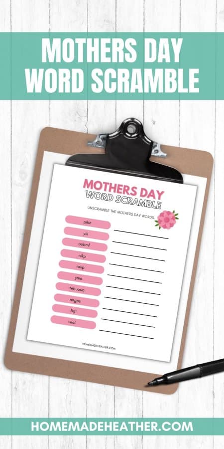 Mothers Day Word Scramble Printable