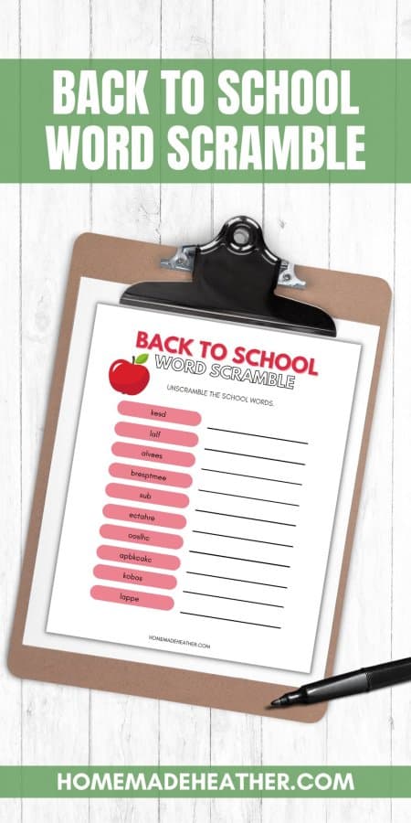 Back to School Word Scramble
