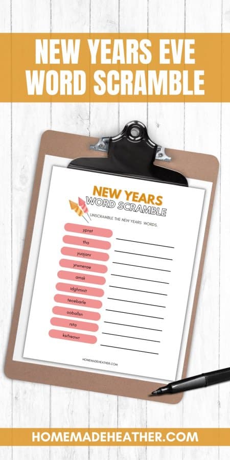 New Years Eve Word Scramble