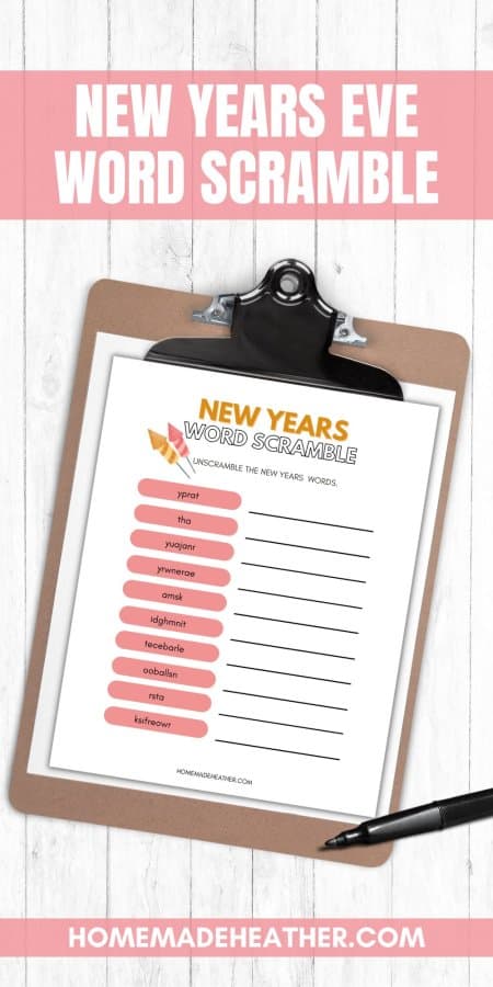 New Years Eve Word Scramble