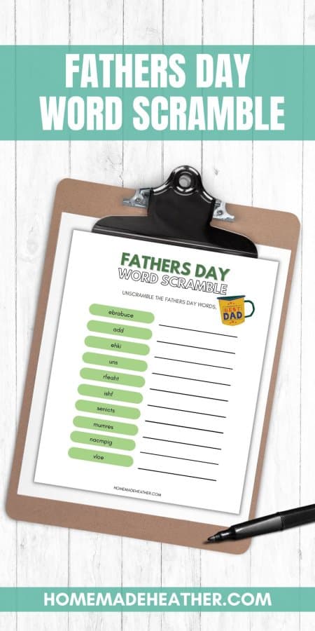 Fathers Day Word Scramble Printable