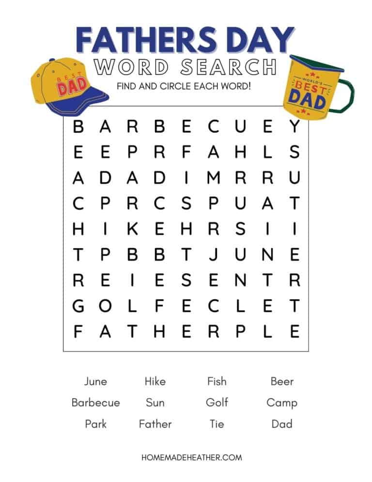 Free Fathers Day Word Search Printable