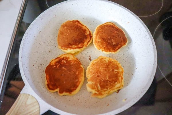 bisquick pancakes in a skilled flipped