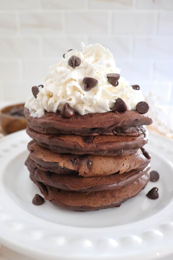 chocolate pancake stack no chocolate sauce