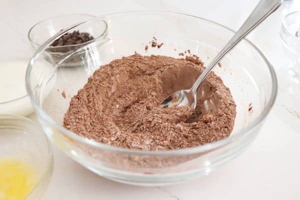 Chocolate Pancake Dry Ingredients in Bowl
