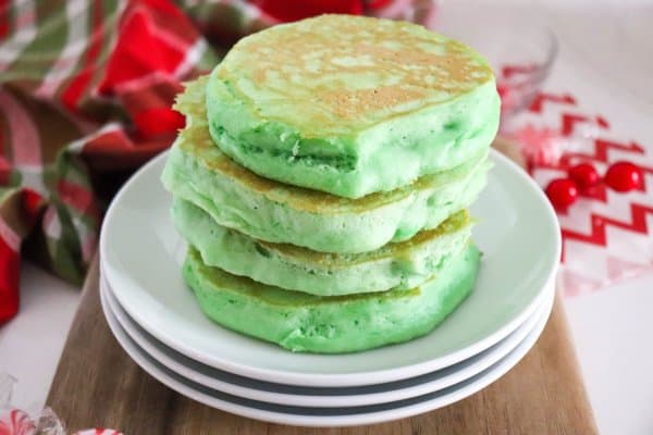 stack of green pancakes