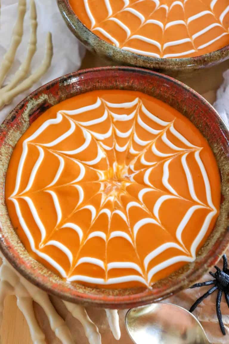 Tomato Spiderweb Halloween Soup Recipe