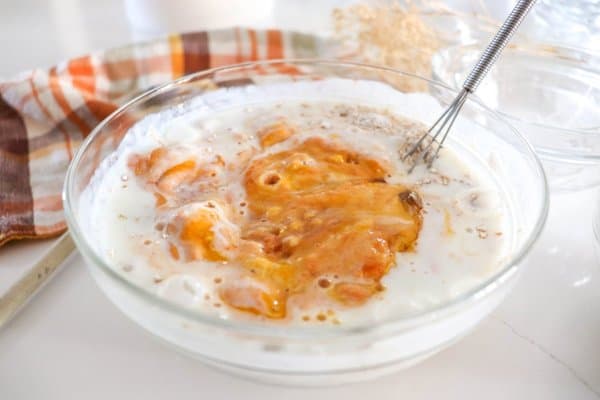 Pumpkin Spice Pancake Wet Ingredients in a bowl