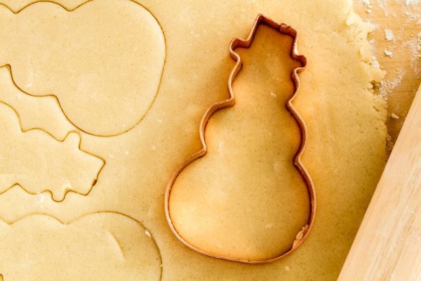 Snowman cookie cutter cut out dough