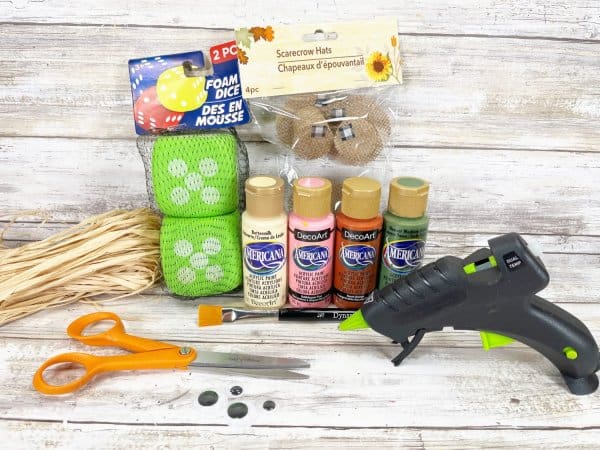 Dollar Store Foam Dice Scarecrow Craft Process