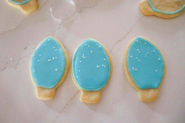 Snow Globe Cookie with blue icing