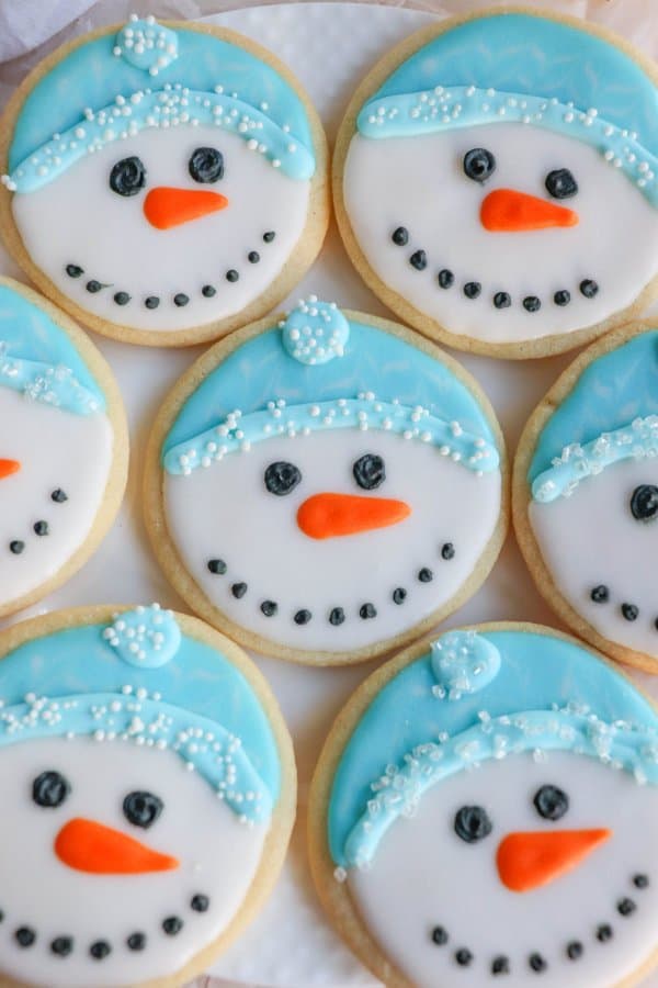 Circle Shaped Snowman Sugar Cookies