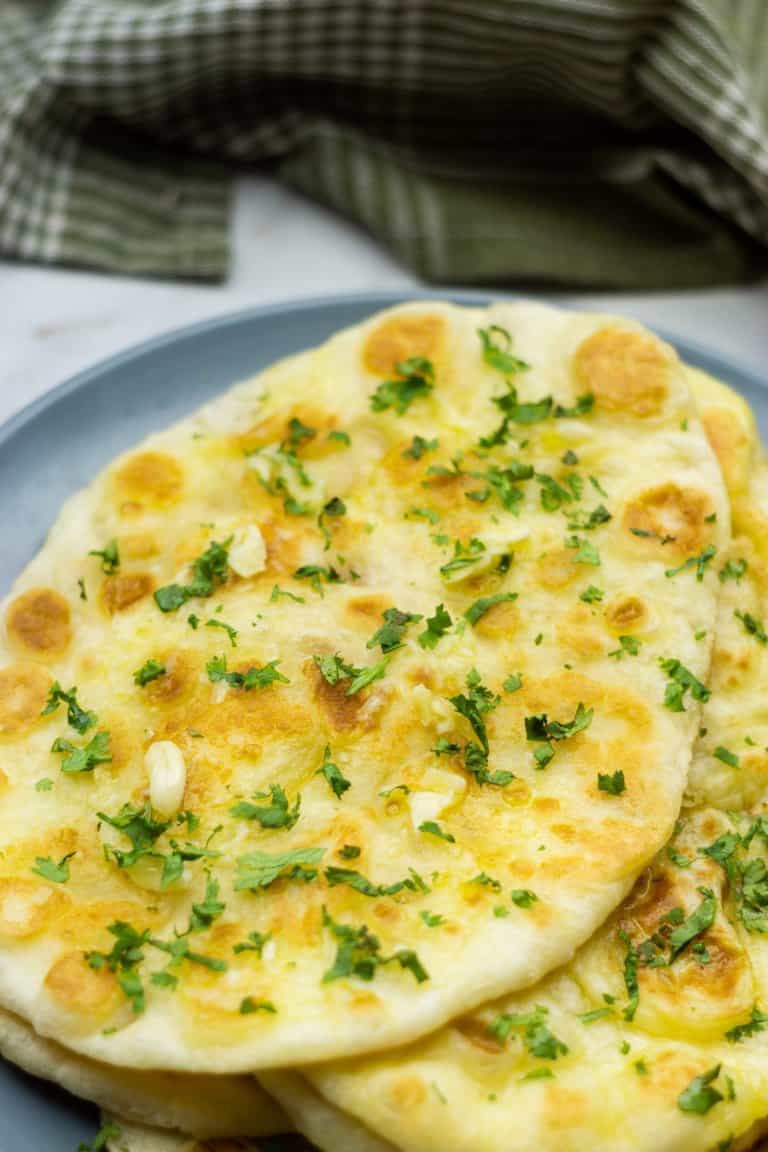 Restaurant Style Garlic Naan Bread Recipe (Oven Baked)