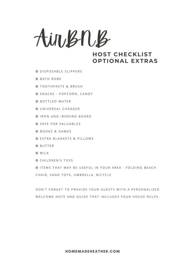 Air BNB Host Checklist