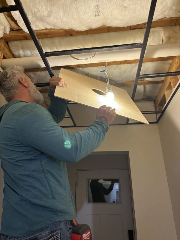 Installing a wood drop ceiling