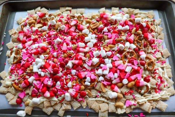 Valentine's Day Snack Mix Process